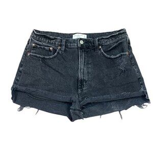Abercrombie & Fitch The Mom Short High Rise Black Curve Love Cut-Off Jean Shorts